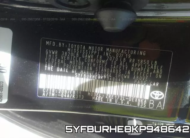 5YFBURHE8KP948642 фото 10