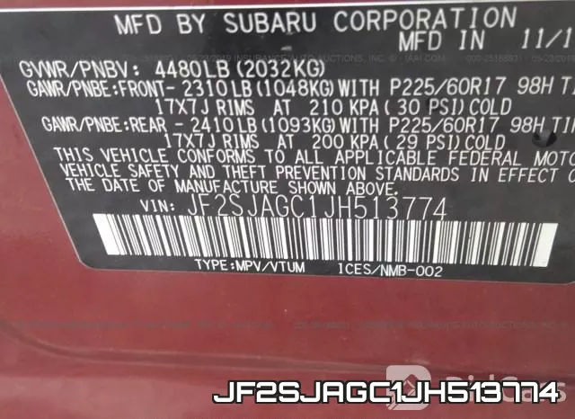 JF2SJAGC1JH513774 фото 10