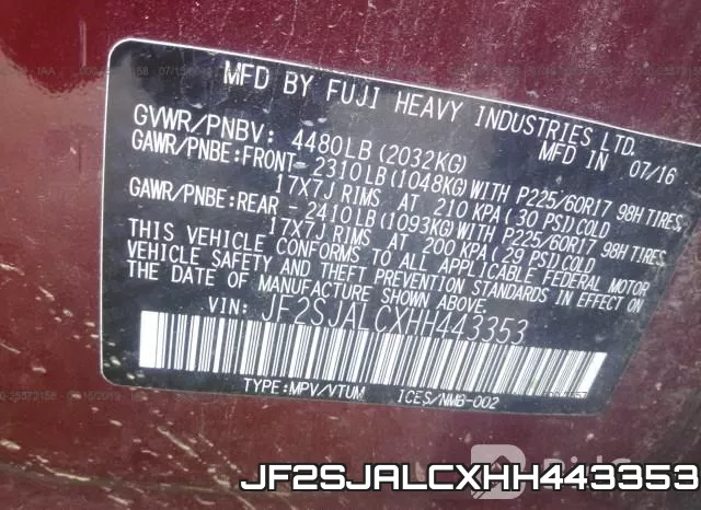 JF2SJALCXHH443353 фото 10