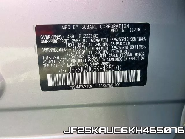 JF2SKAUC6KH465076 фото 2