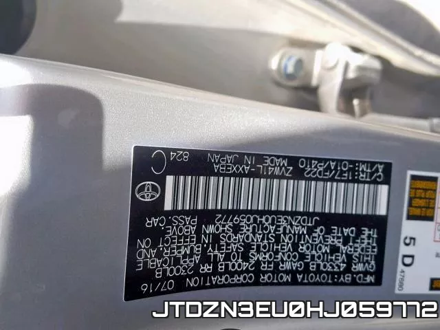 JTDZN3EU0HJ059772 фото 2