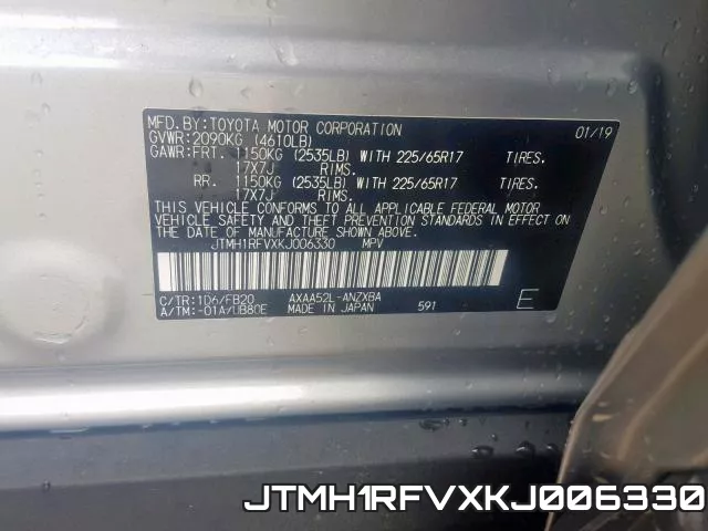 JTMH1RFVXKJ006330 фото 2
