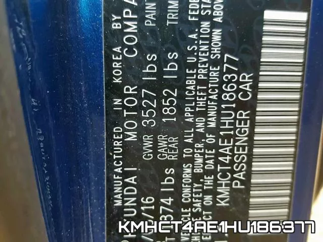KMHCT4AE1HU186377 фото 2