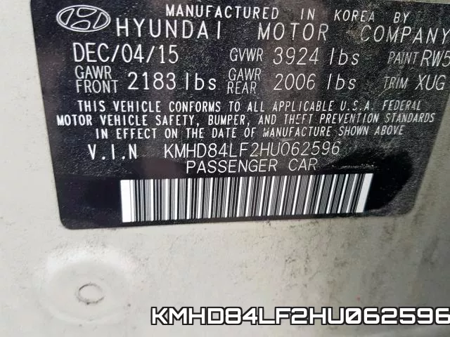KMHD84LF2HU062596 фото 2