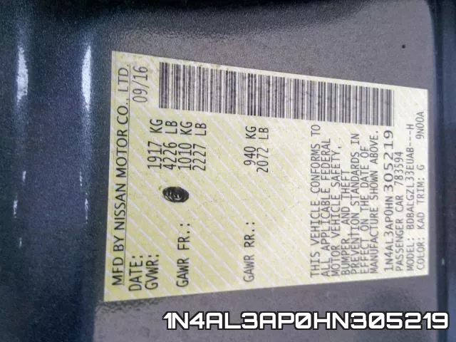 1N4AL3AP0HN305219 фото 2
