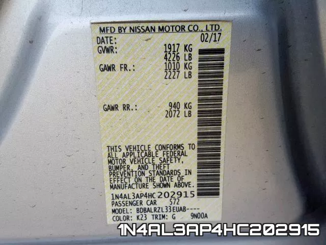 1N4AL3AP4HC202915 фото 2