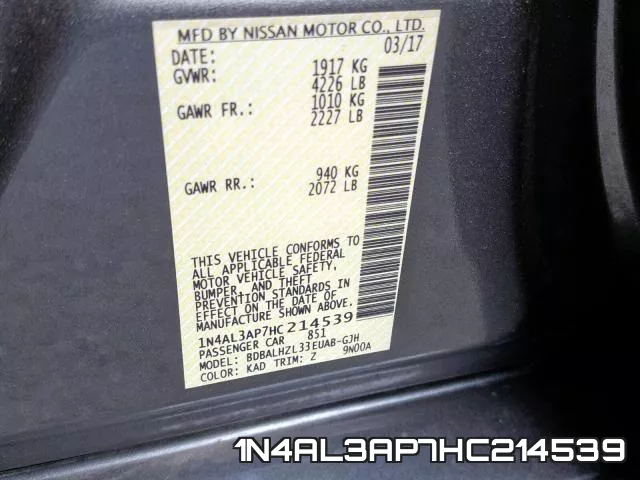 1N4AL3AP7HC214539 фото 2