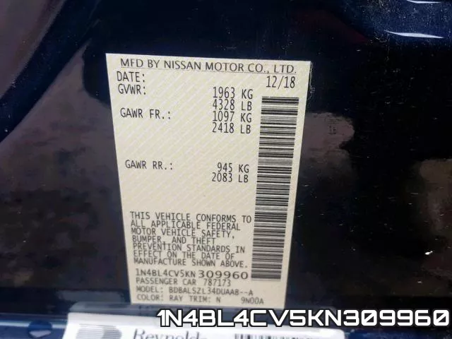 1N4BL4CV5KN309960 фото 2