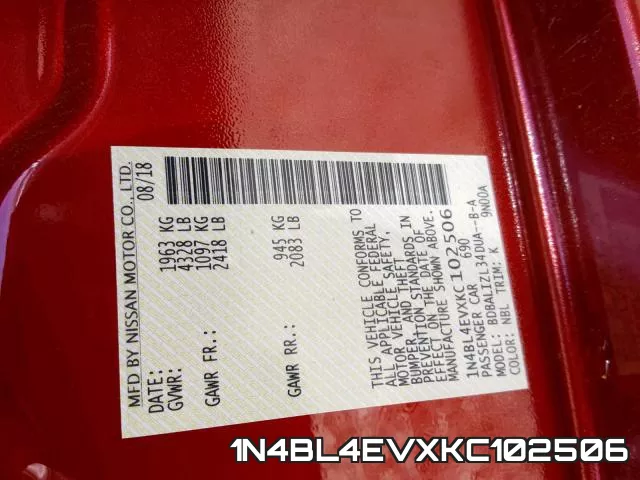 1N4BL4EVXKC102506 фото 2