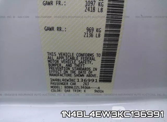 1N4BL4EW3KC136991 фото 10