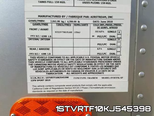 1STVRTF10KJ545398 фото 2