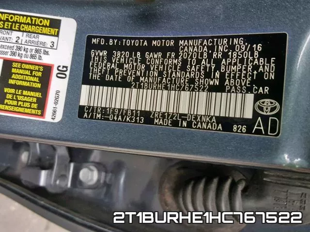 2T1BURHE1HC767522 фото 2