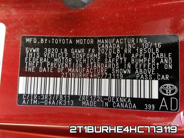 2T1BURHE4HC773119 фото 2