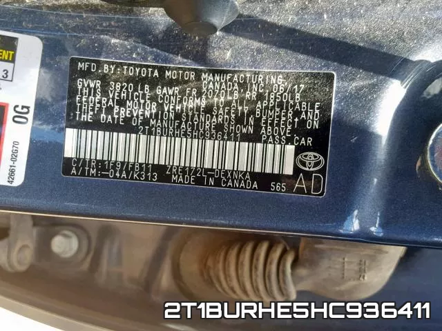 2T1BURHE5HC936411 фото 2