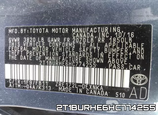 2T1BURHE6HC774255 фото 10