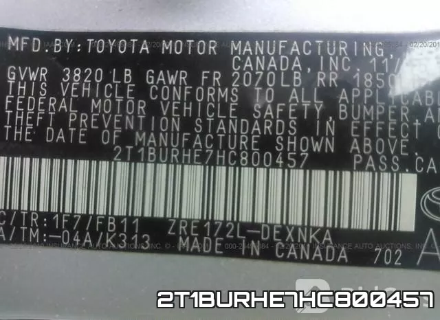 2T1BURHE7HC800457 фото 10