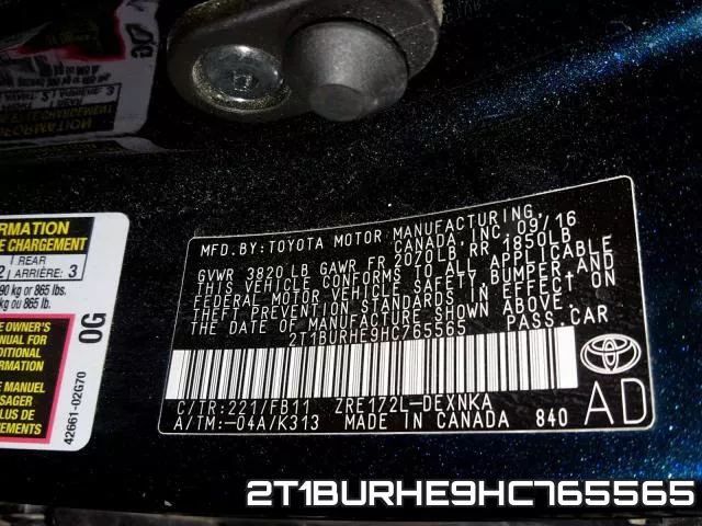 2T1BURHE9HC765565 фото 2
