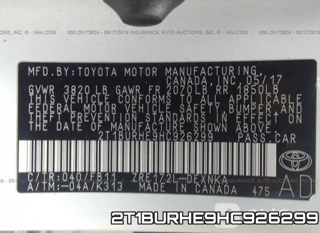 2T1BURHE9HC926299 фото 10
