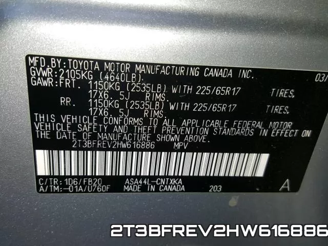 2T3BFREV2HW616886 фото 2