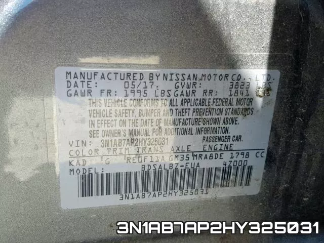3N1AB7AP2HY325031 фото 2