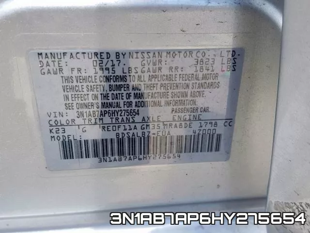 3N1AB7AP6HY275654 фото 2