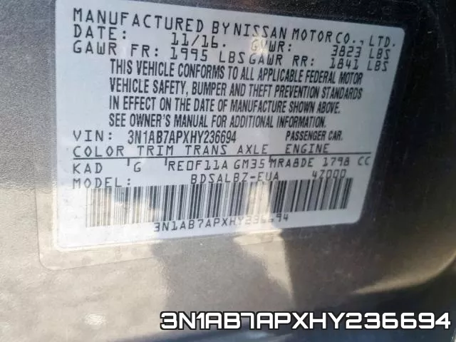 3N1AB7APXHY236694 фото 2