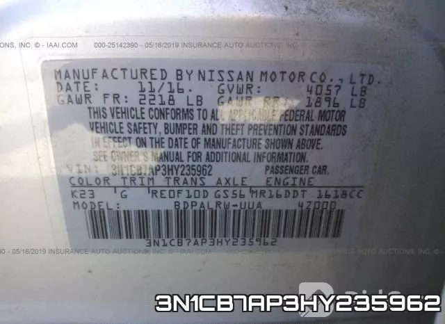 3N1CB7AP3HY235962 фото 10