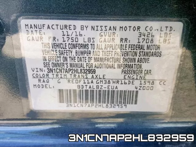 3N1CN7AP2HL832959 фото 2