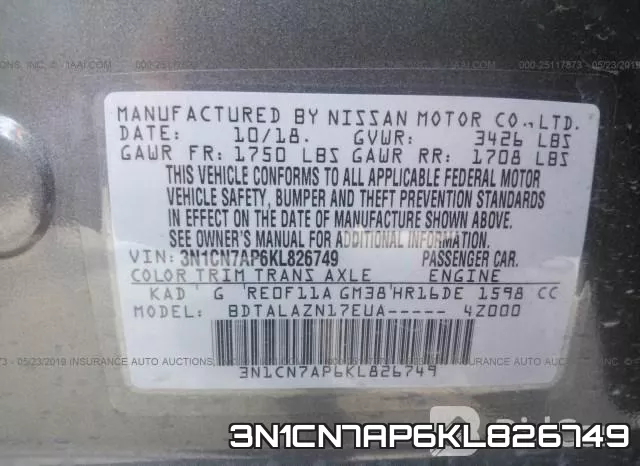 3N1CN7AP6KL826749 фото 9