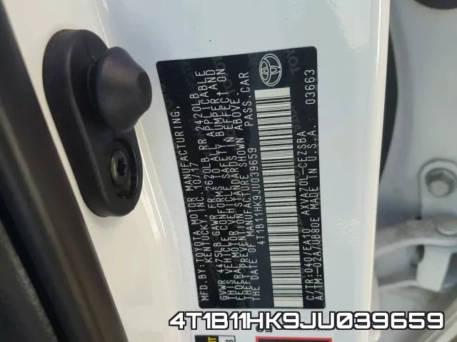 4T1B11HK9JU039659 фото 2