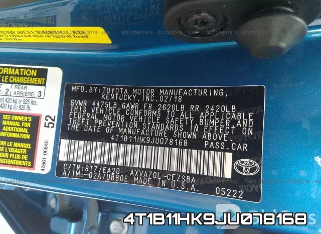 4T1B11HK9JU078168 фото 10