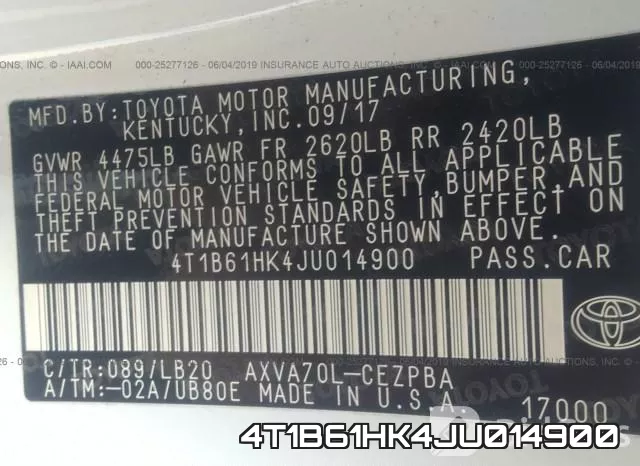 4T1B61HK4JU014900 фото 10