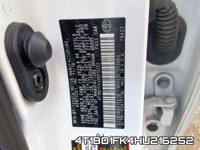 4T1BD1FK4HU216252 фото 2