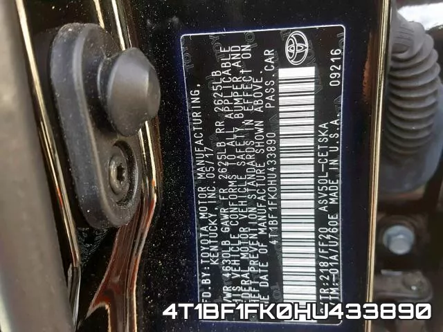 4T1BF1FK0HU433890 фото 2