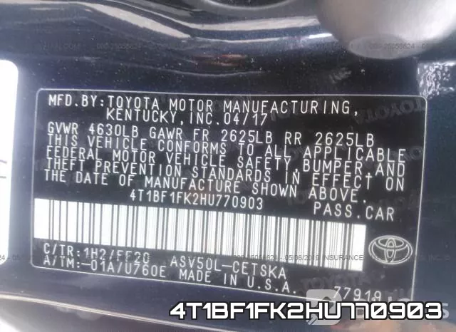4T1BF1FK2HU770903 фото 10