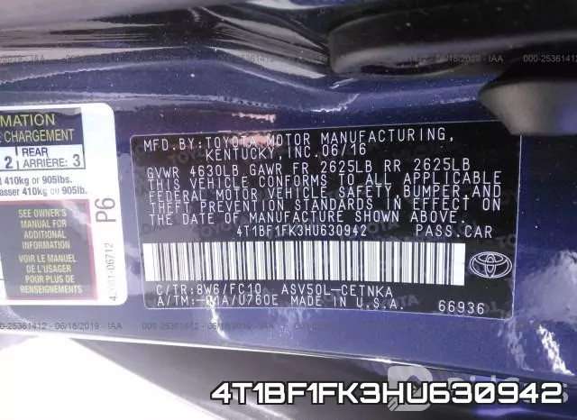 4T1BF1FK3HU630942 фото 10