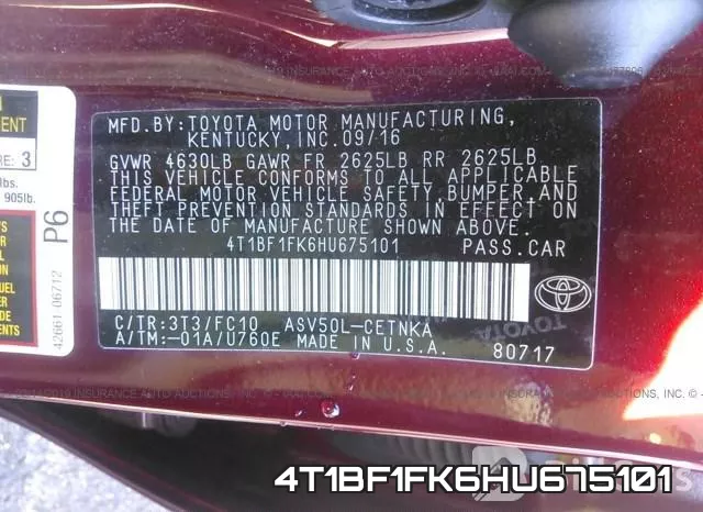 4T1BF1FK6HU675101 фото 10
