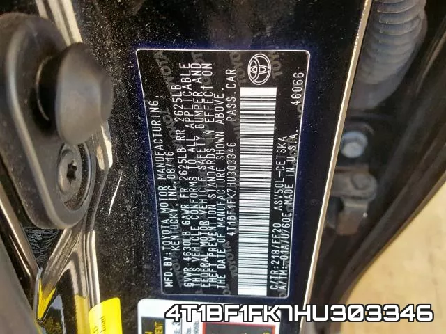 4T1BF1FK7HU303346 фото 2