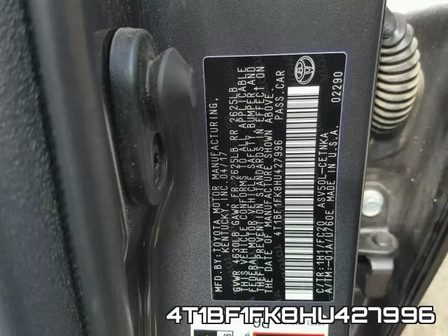 4T1BF1FK8HU427996 фото 2