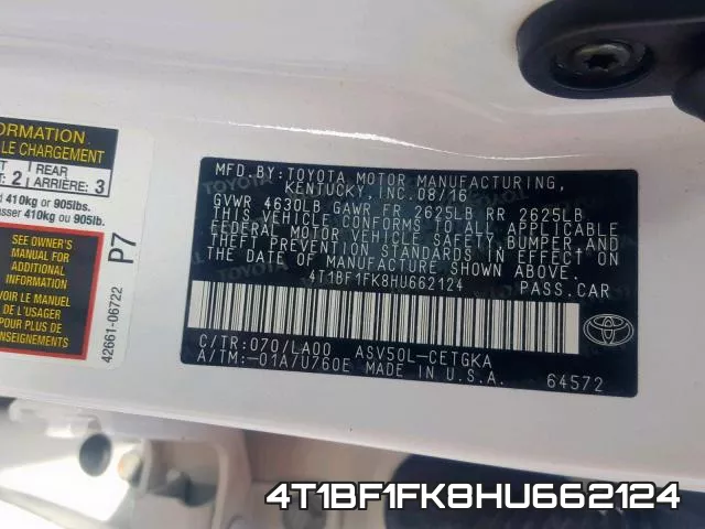 4T1BF1FK8HU662124 фото 2