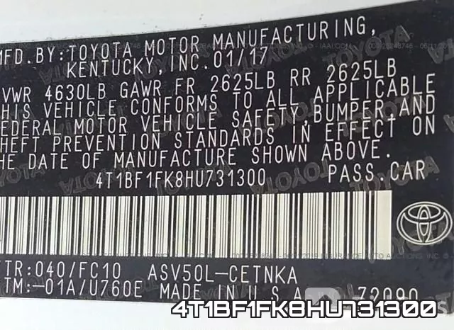 4T1BF1FK8HU731300 фото 10