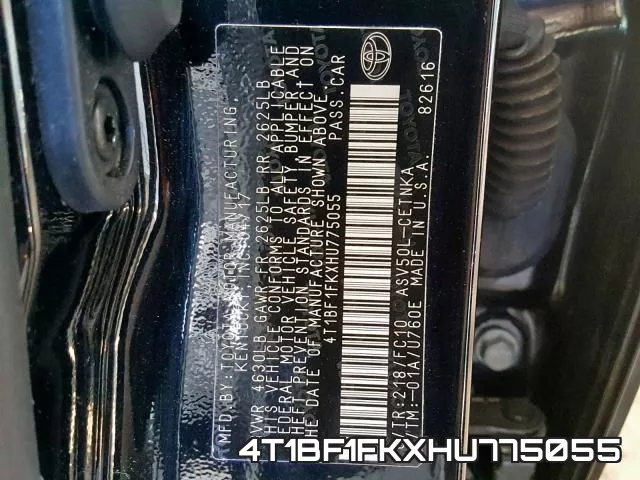 4T1BF1FKXHU775055 фото 2
