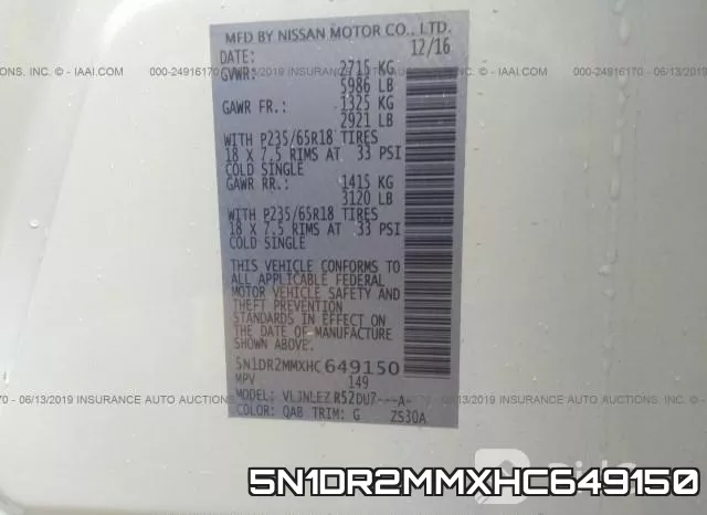 5N1DR2MMXHC649150 фото 10