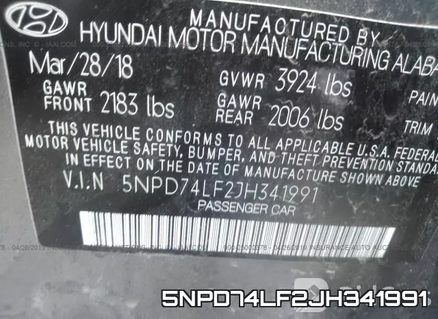 5NPD74LF2JH341991 фото 10