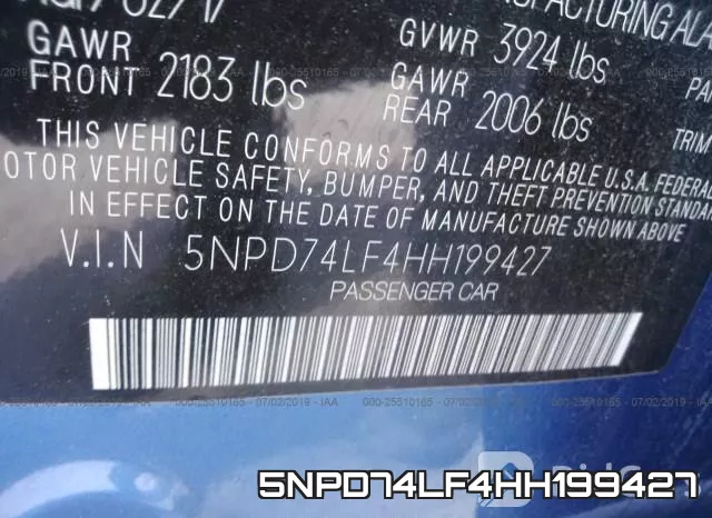 5NPD74LF4HH199427 фото 10