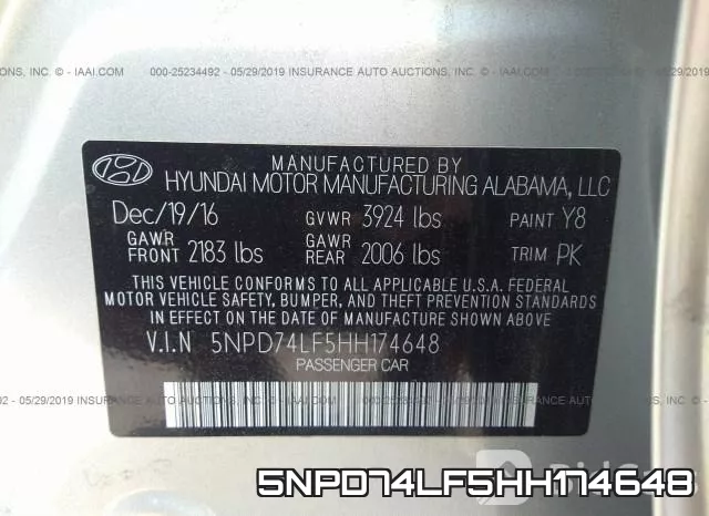 5NPD74LF5HH174648 фото 10