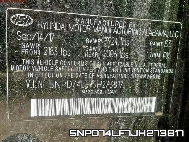 5NPD74LF7JH273817 фото 2