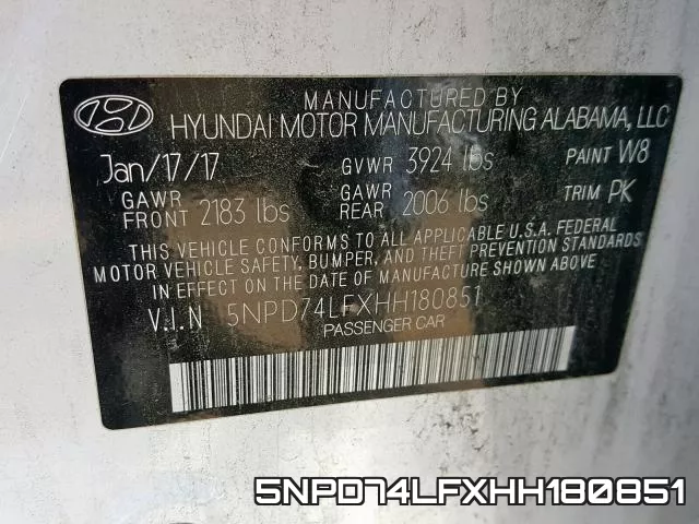 5NPD74LFXHH180851 фото 2
