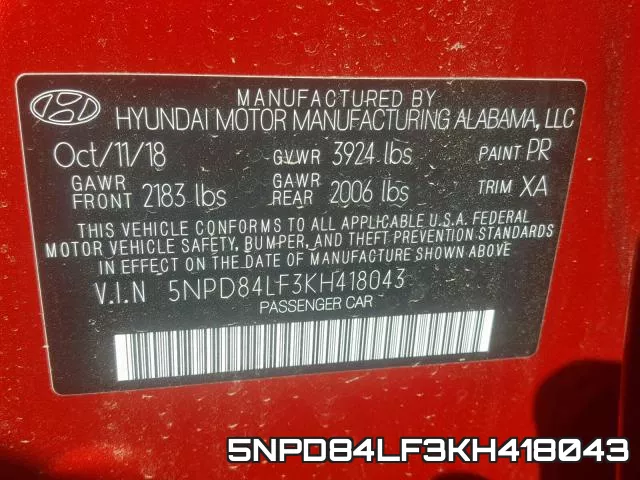 5NPD84LF3KH418043 фото 2