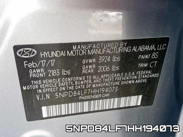 5NPD84LF7HH194073 фото 2